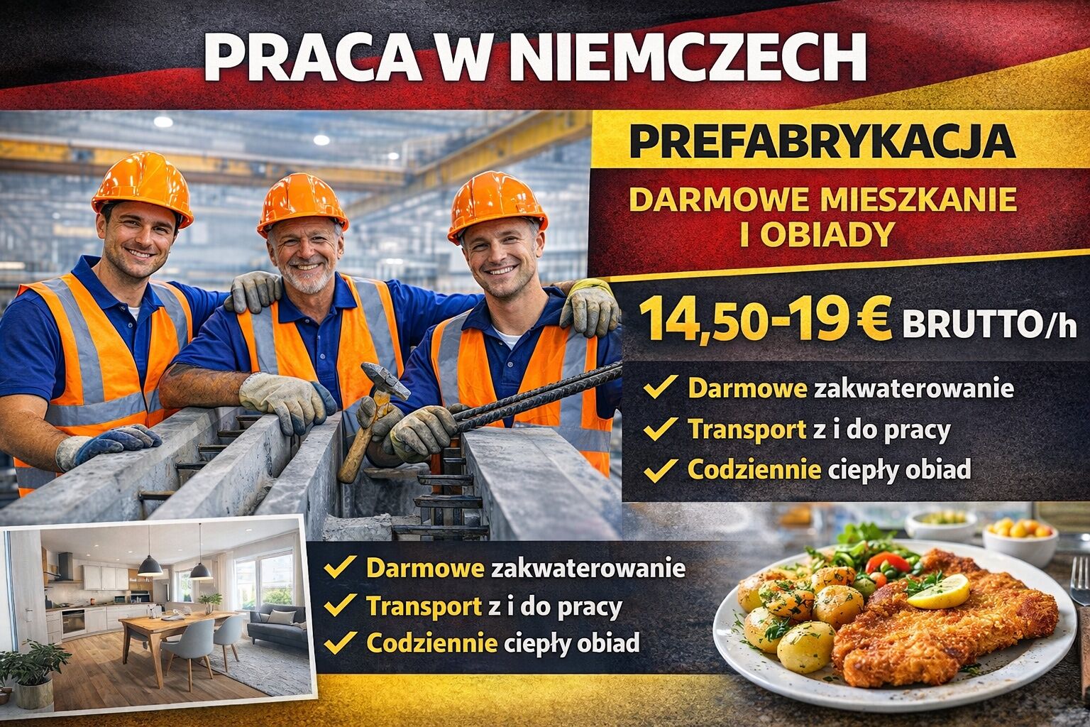 Praca w Niemczech - Prefabrykacja - Darmowe obiady