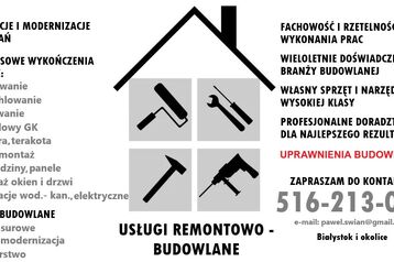 USŁUGI REMONTOWO-BUDOWLANE z uprawnieniami !!!