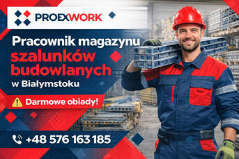 Pracownik magazynu szalunków budowlanych