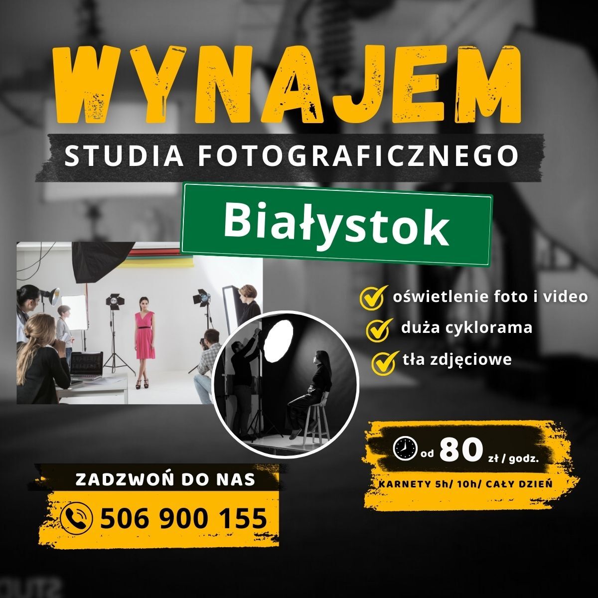 Wynajem studia fotograficznego video Białystok
