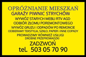 TRANSPOTR BUSEM - OPRÓŻNIANIE MIESZKAŃ PIWNIC GARAŻY - UTYLIZACJA - WYWÓZ MEBLI