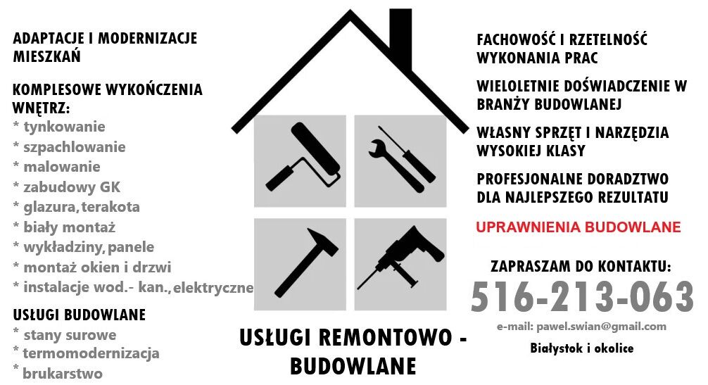 USŁUGI REMONTOWO-BUDOWLANE z uprawnieniami !!!