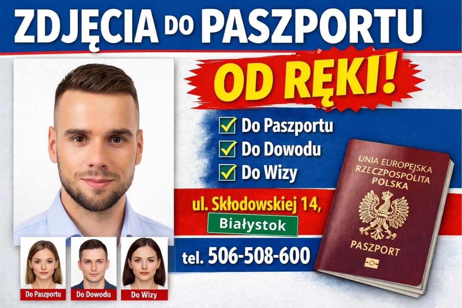 Zdjęcia paszportu dowod prawa jazdy wizy Białystok