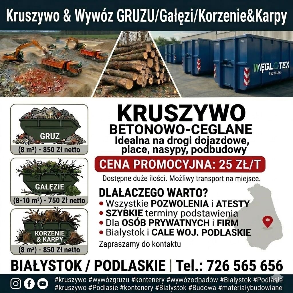 Kruszywo Betonowo-Ceglane & Wywóz Gruzu i Odpadów 