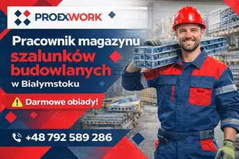 Pracownik magazynu szalunków budowlanych
