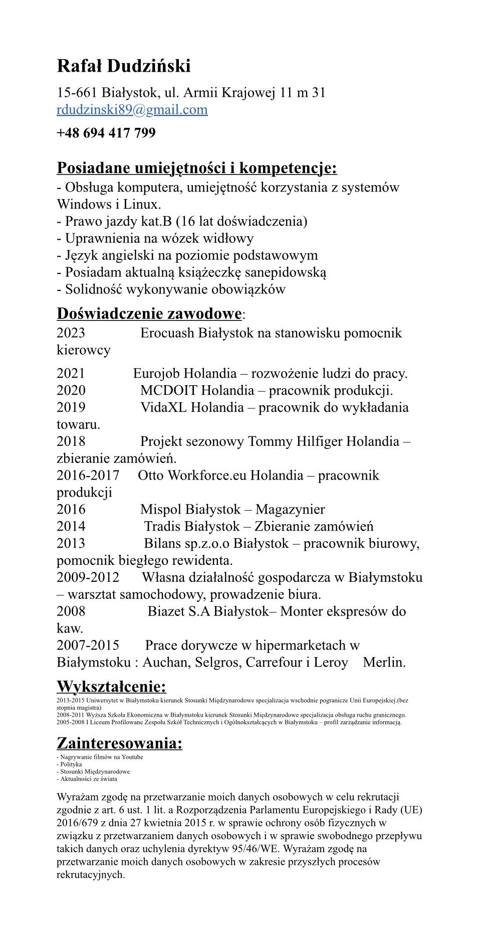 Szukam dodatkowego zajęcia by dorobić do pensji.