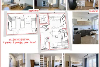 Bezpośrednio: 2-pok. 44 m², 2.p., teren ogrodzony