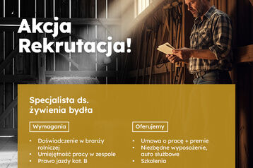 Zatrudnimy specjalistę ds. żywienia bydła
