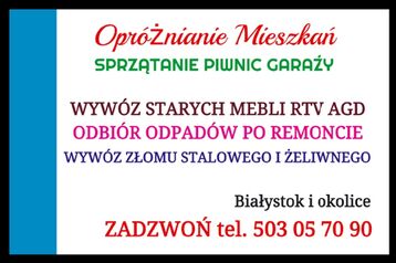 OPRÓŻNIANIE MIESZKAŃ - PIWNIC GARAŻY - UTYLIZACJA - WYWÓZ MEBLI RTV AGD
