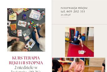 dwa szkolenia TERAPIA RĘKI I i II STOPNIA oraz TUS