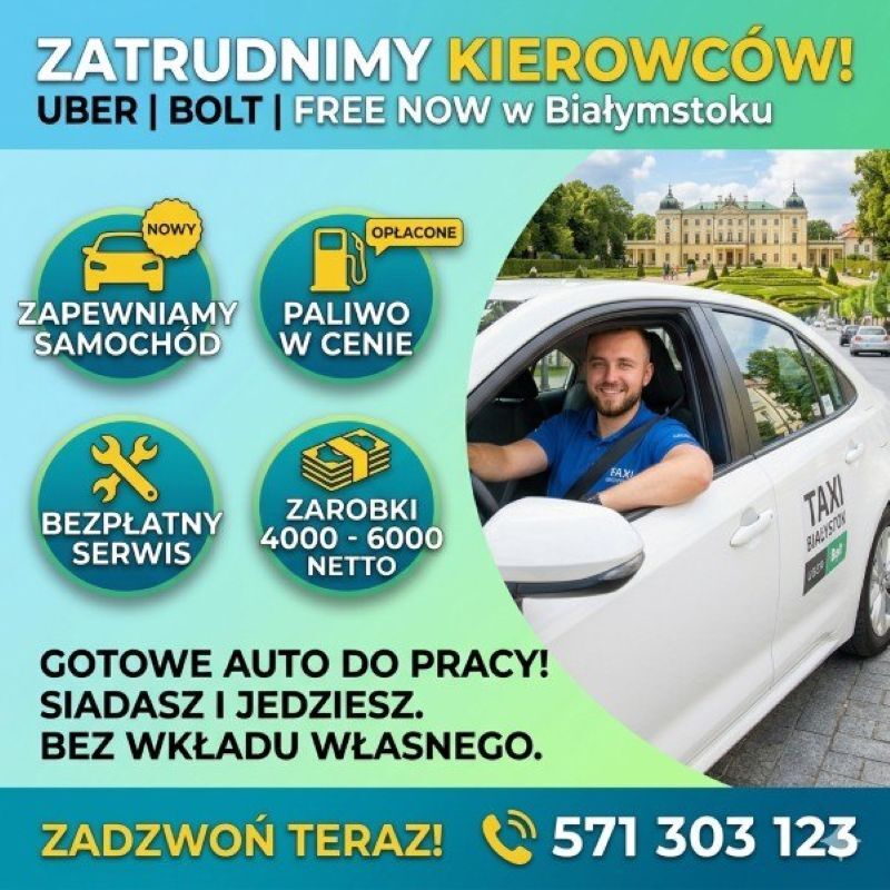 Zatrudnimy na BOLT,FREE NOW,UBER