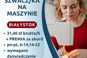 Praca dla SZWACZKI/SZWACZA na maszynie!