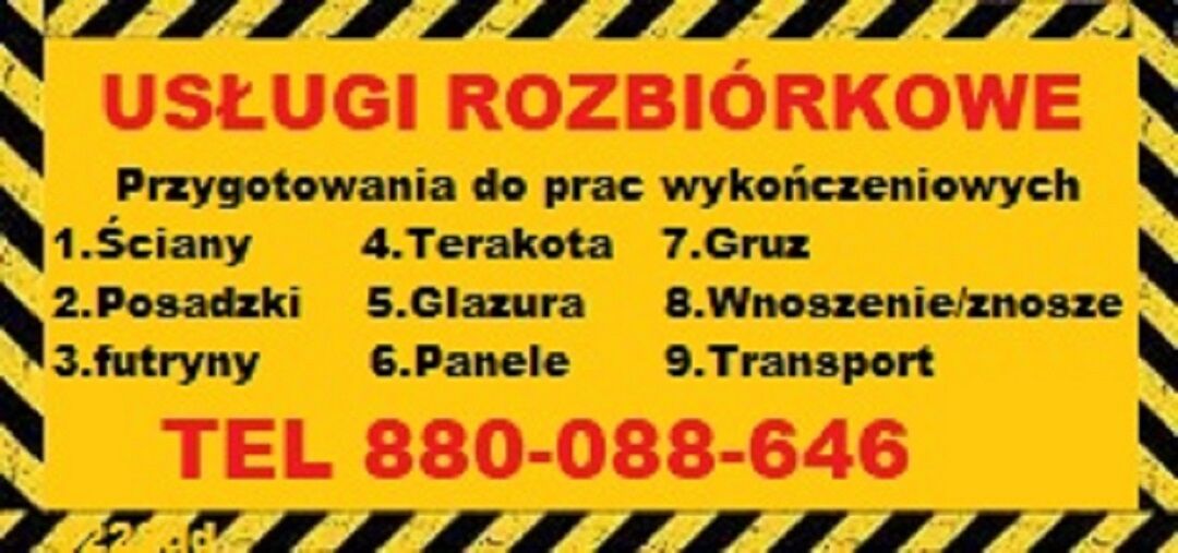 Usługi Rozbiórkowe Ściany Posadzki,Wywóz Maneli