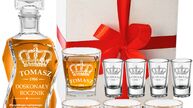 Zestawy prezentowe z grawerem, karafka szklanki do whisky, kieliszki z grawerem