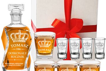 Zestawy prezentowe z grawerem, karafka szklanki do whisky, kieliszki z grawerem
