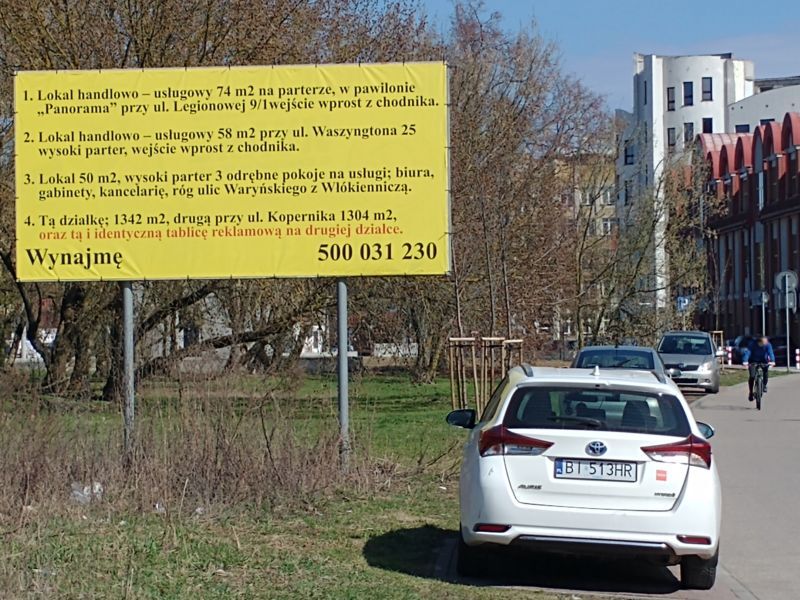 Wynajmę; 2 działki; 1. Legionowa, 2. Kopernika