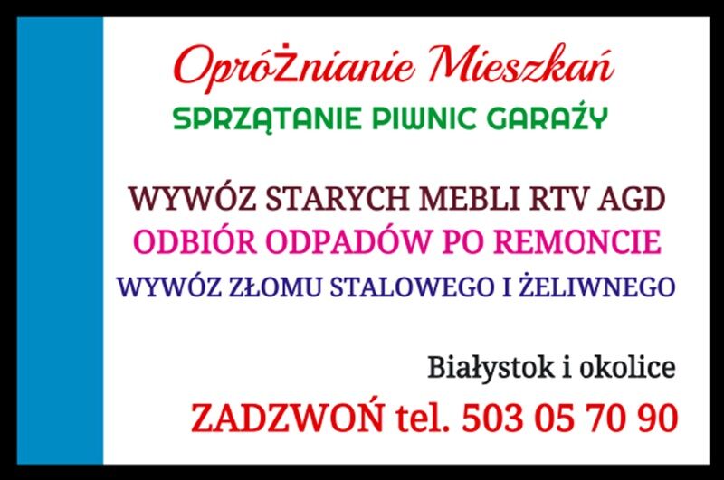 TRANSPORT BUSEM - OPRÓŻNIANIE MIESZKAŃ, PIWNIC