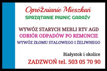 OPRÓŻNIANIE MIESZKAŃ WYWÓZ MEBLI RTV AGD TRANSPORT