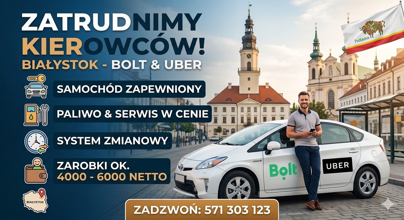 Zatrudnimy na BOLT,FREE NOW,UBER