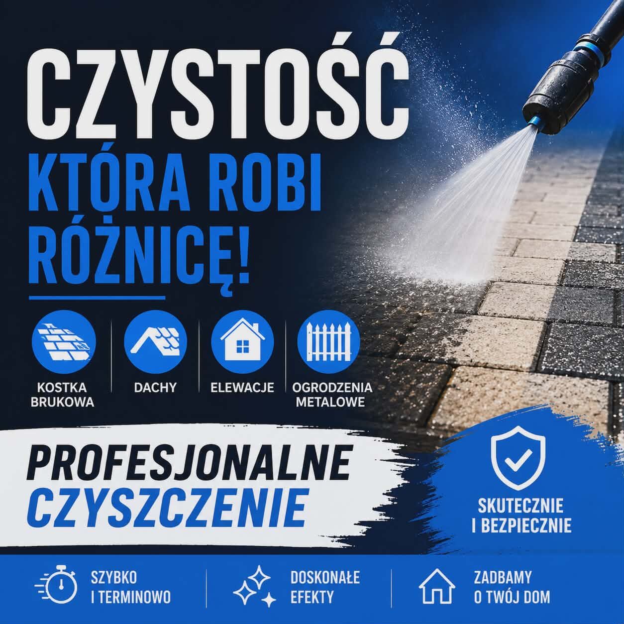 Mycie kostki brukowej elewacji dachów