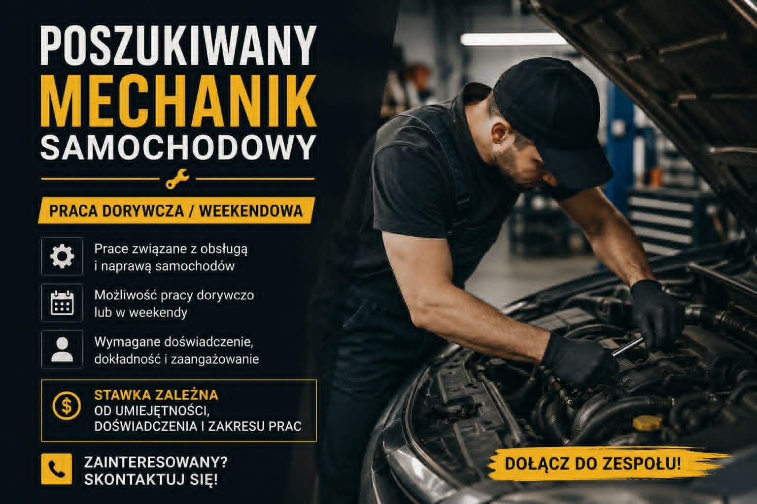 Zatrudnię dorywczo mechanika samochodowego 