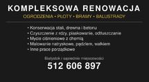 Malowanie i konserwacja ogrodzeń/płotów, balustrad
