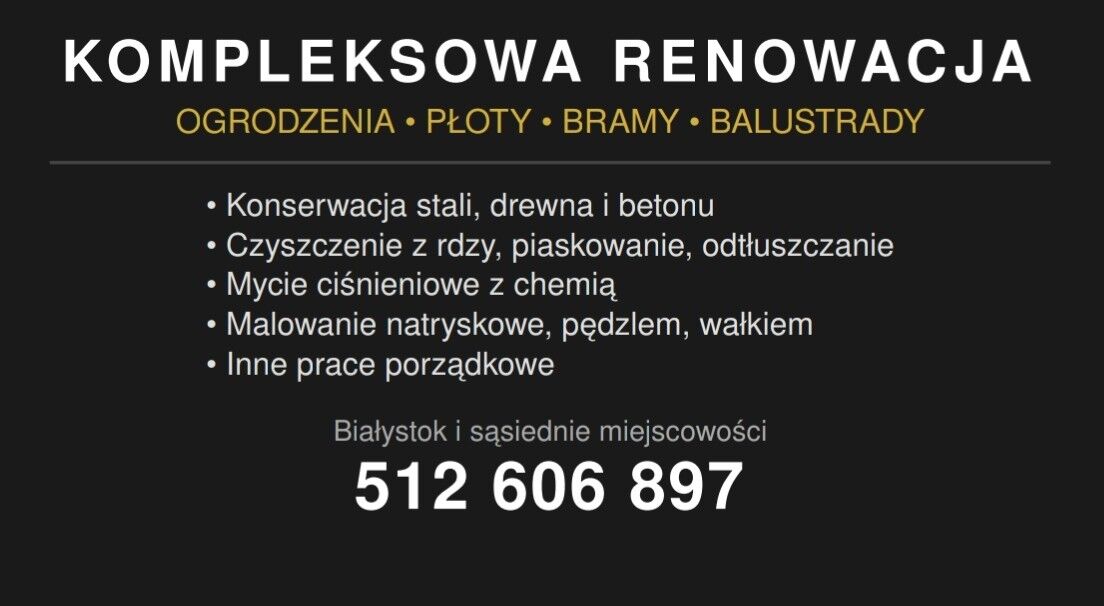 Malowanie i konserwacja ogrodzeń/płotów, balustrad