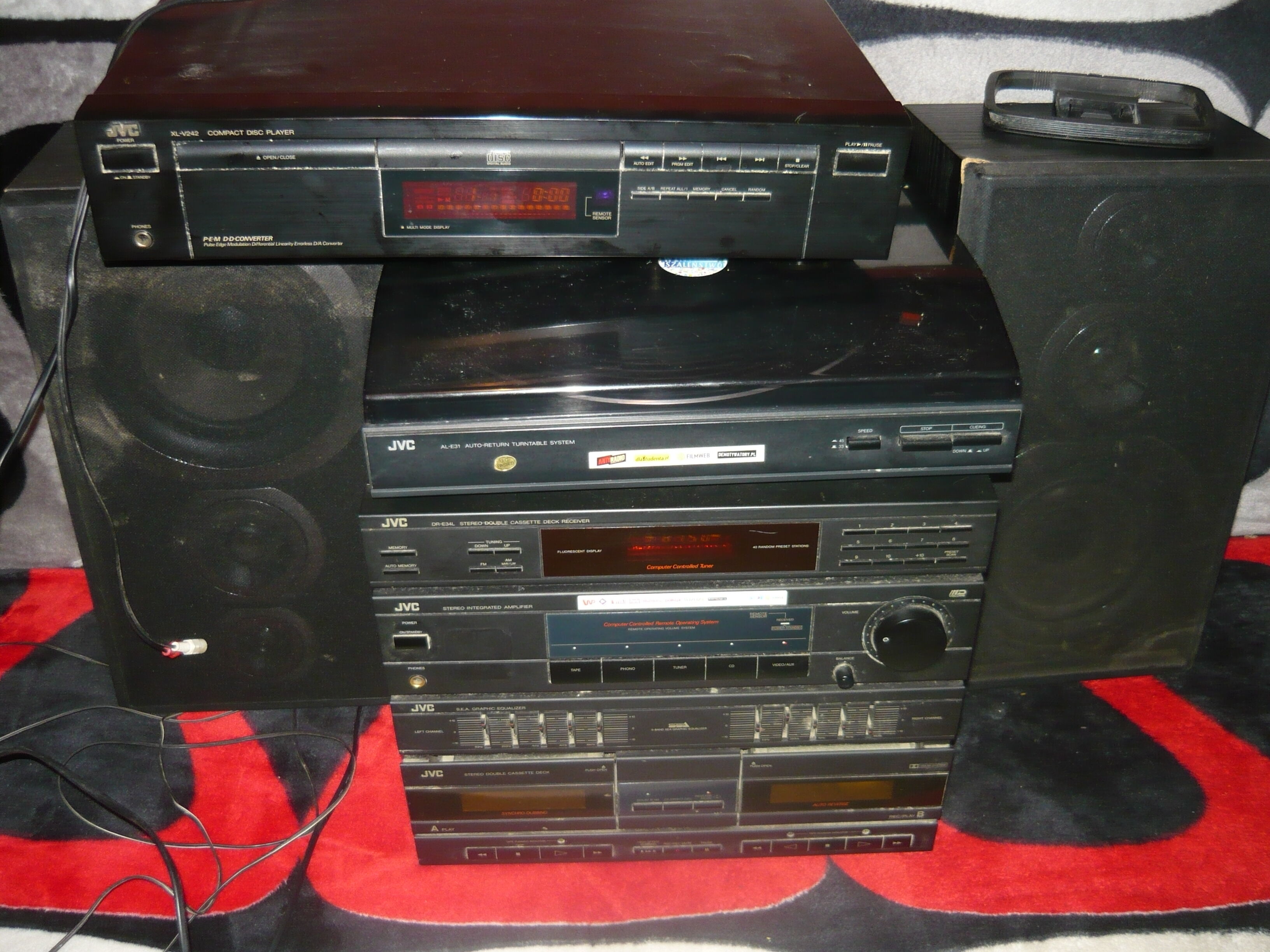 zestaw stereo jvc gramofon al-e31 cd xl-v242 deck 