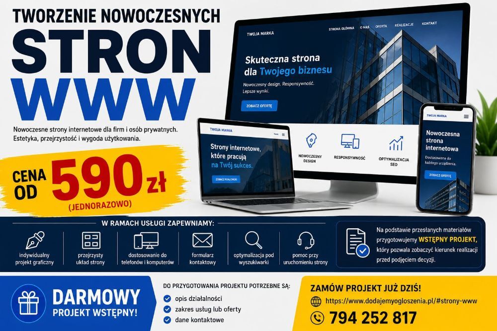 STRONA INTERNETOWA DLA FIRMY - WYCENA GRATIS - IND