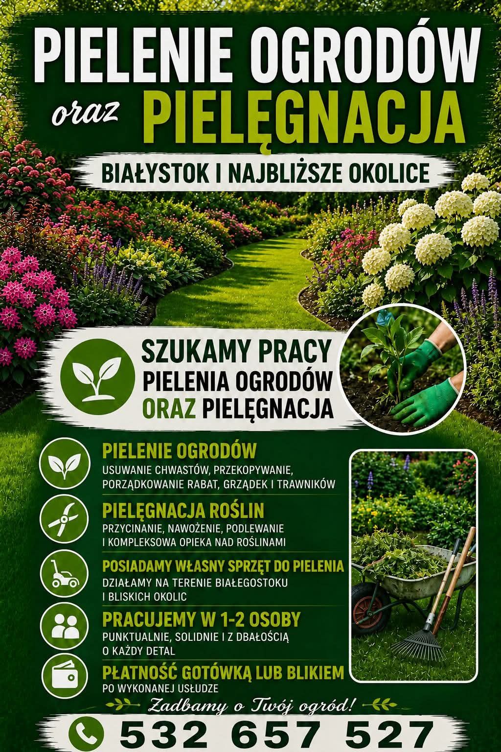 Szukamy pracy pielenie ogrodów 