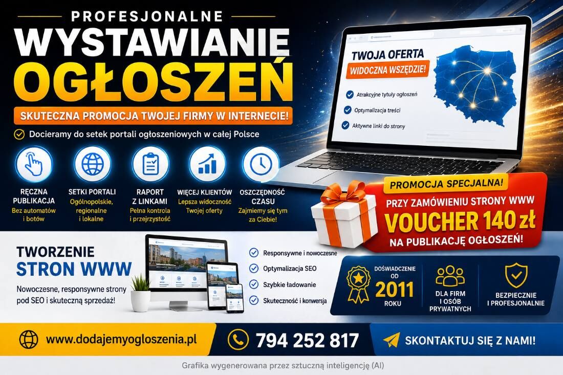 Wystawianie ogłoszeń dla firm i osób prywatnych  +