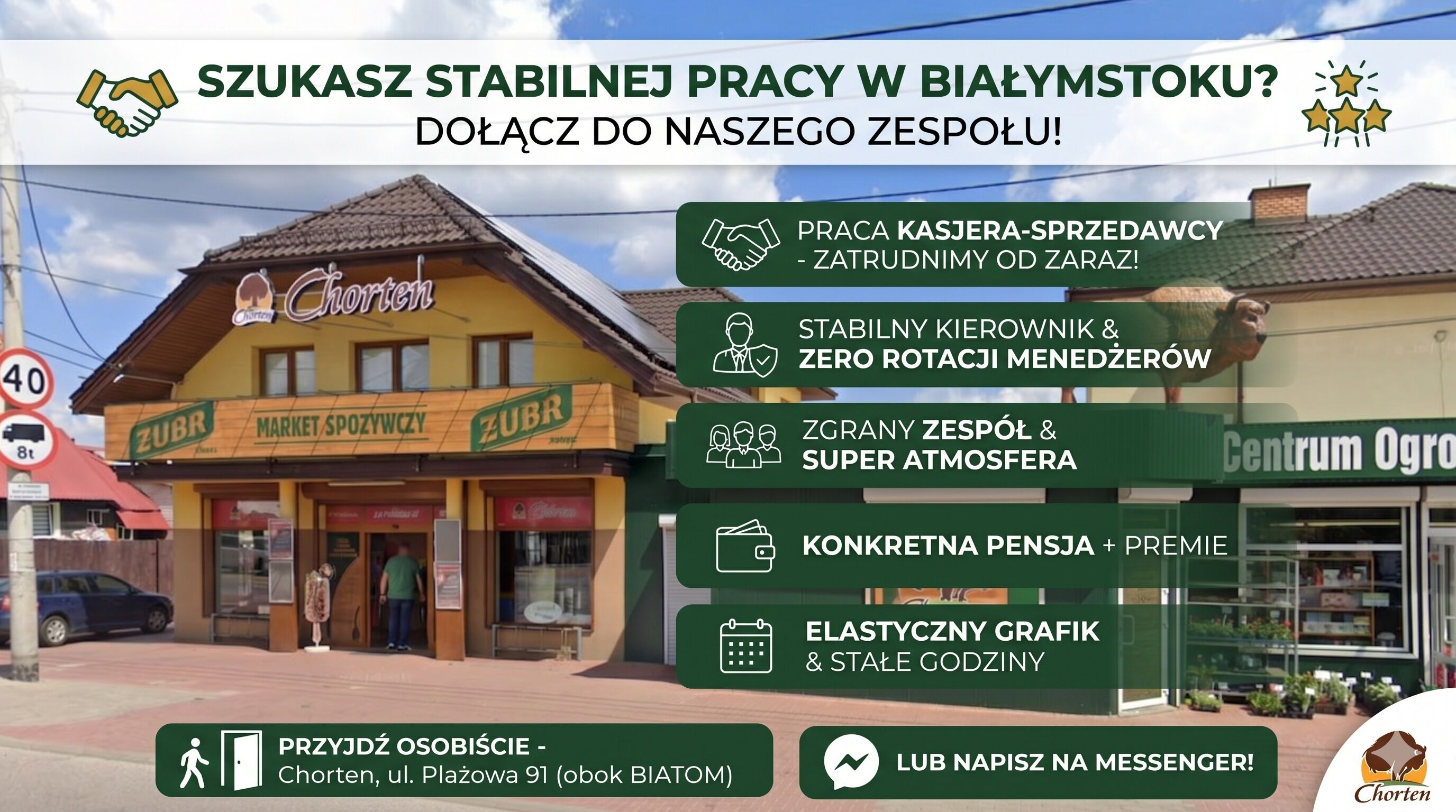 Praca w Sklepie Spożywczym Chorten PLAŻOWA 91