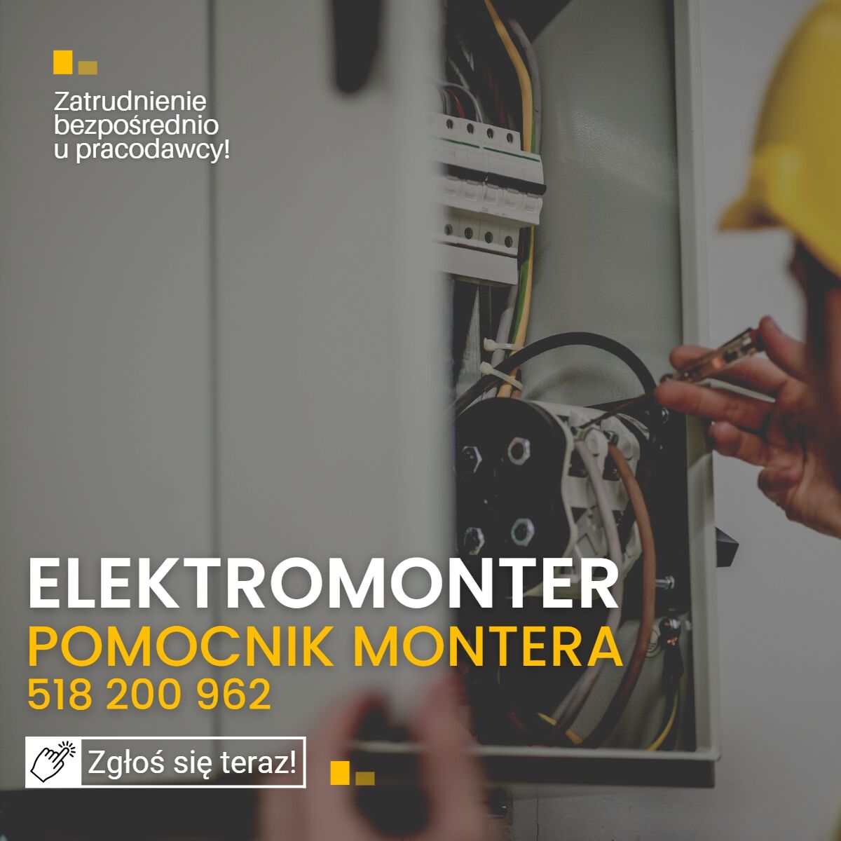 praca od zaraz. Elektryk / Elektromonter (m/k).