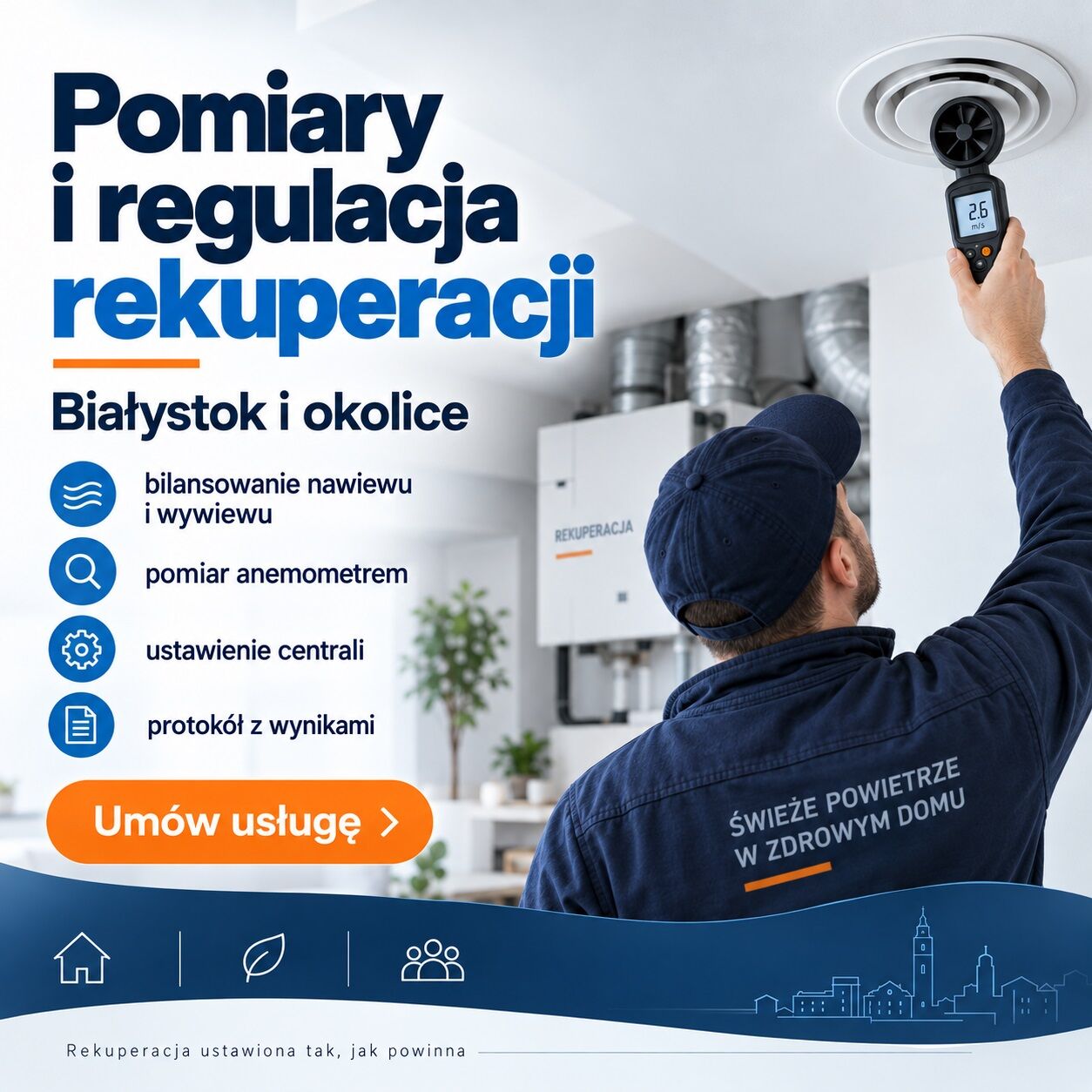 Pomiary i regulacja rekuperacji i anemostatów - Białystok i okolice