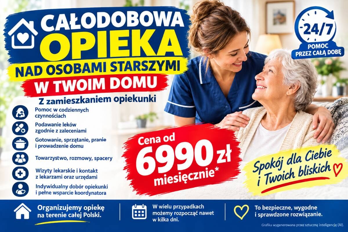 Opiekun z zamieszkaniem - stała pomoc w domu senio