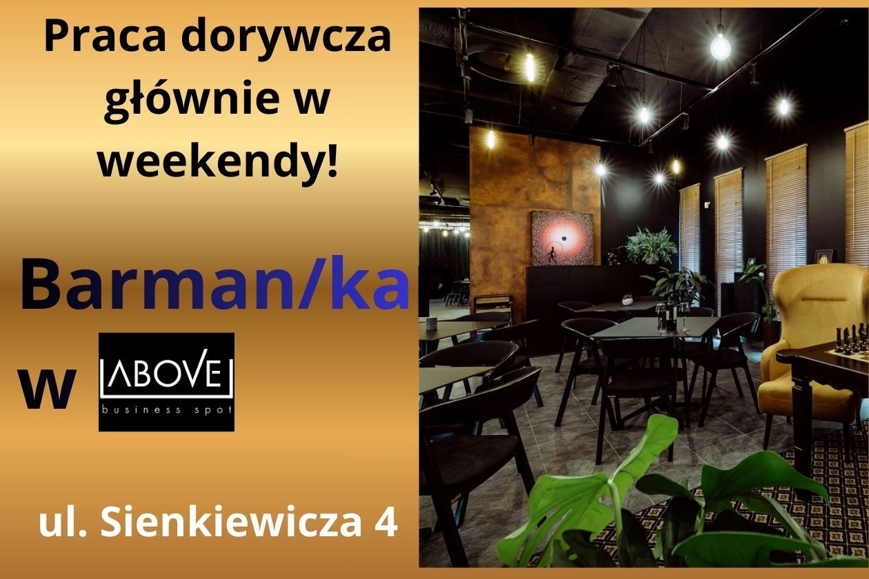 Barman/ka, praca w weekendy
