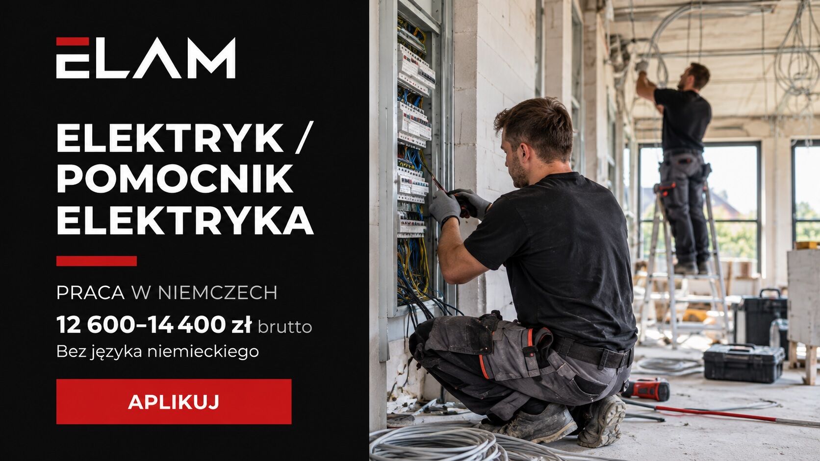 Elektryk / pomocnik elektryka – Białystok i okolice, delegacje
