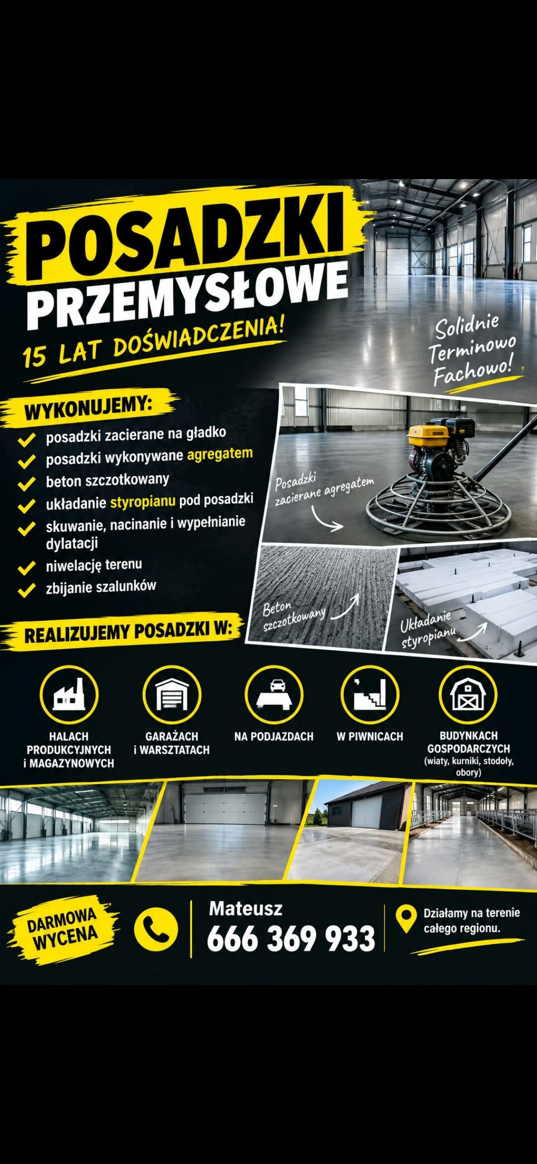 Posadzki przemysłowe, Zacierane, 15 lat doświadcze