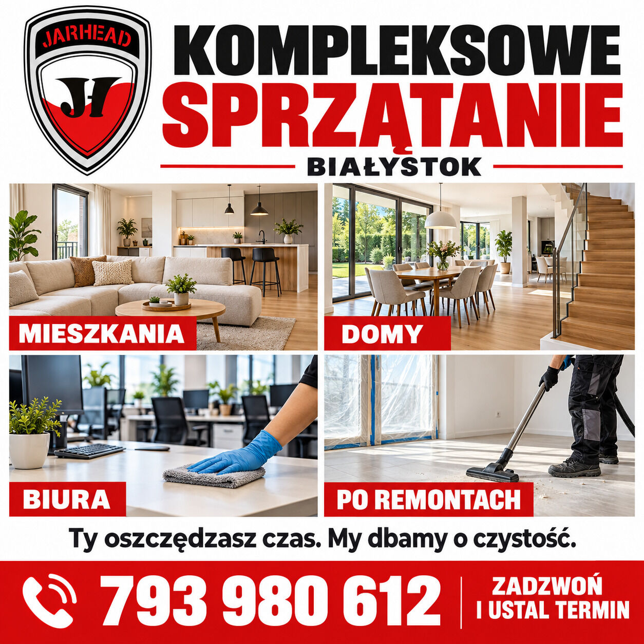 Sprzątanie mieszkań, domów, biur i po remontach | Białystok i okolice JARHEAD