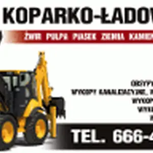 Budowlane usługi koparko-ładowarką, roboty ziemne - transport
