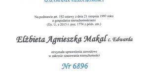 Wycena Nieruchomości Elżbieta Agnieszka Makal Rzeczoznawca Majątkowy Nr uprawnień 6896