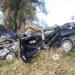 Audi uderzyło w drzewo. 19-letni kierowca trafił do szpitala