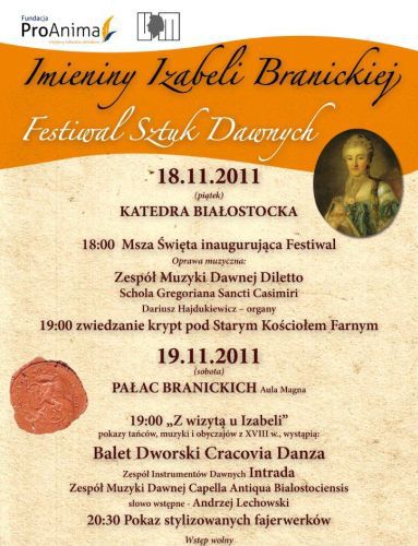 Festiwal Sztuk Dawnych na imieniny Izabeli Branickiej