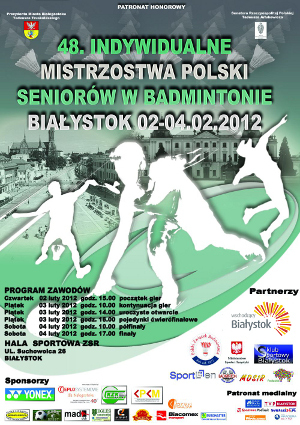 W Białymstoku odbędą się indywidualne mistrzostwa Polski w Badmintonie 2012