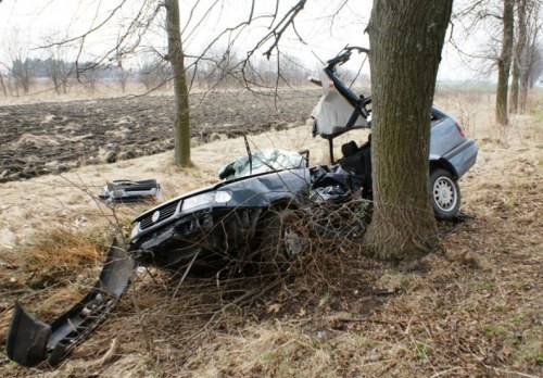 Poślizg i zderzenie z drzewem. Kierowca zginął na miejscu