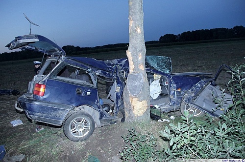 Volkswagen uderzył w drzewo, kierowca zginął na miejscu