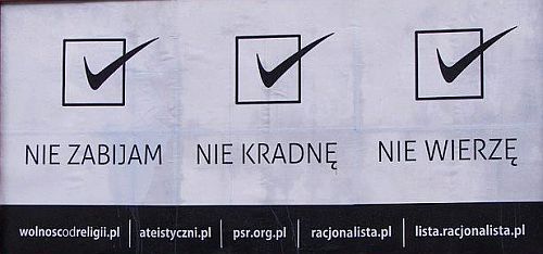 Ateiści postawili billboard przy Dworcu PKS