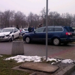 Kolizja trzech aut. Zakorkowane centrum Białegostoku