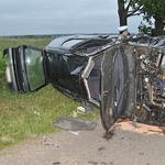 Wymuszenie pierwszeństwa. Fiat dachował