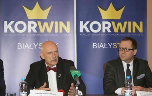 Korwin-Mikke w Białymstoku: "Zlikwidujmy płacę minimalną i zasiłki dla bezrobotnych"